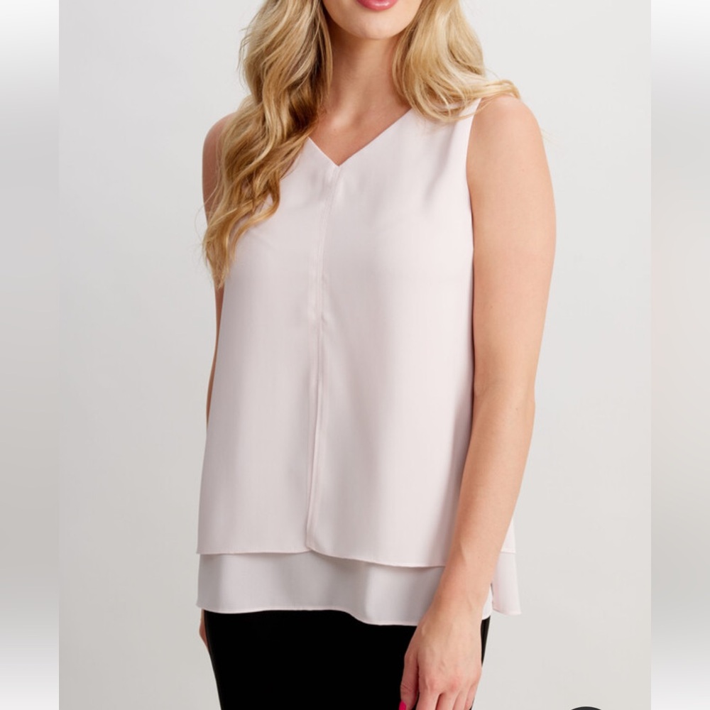Never Worn! Frank Lyman Soft Blush Layered V-Neck Sleeveless Blouse